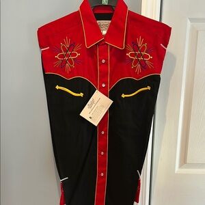 Men's Red and Black Western Shirt